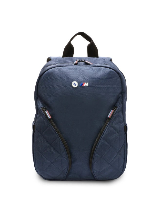 BMW PU Leather & Carbon M Collection Backpack With Metal Logos 15" - Navy - Image 1