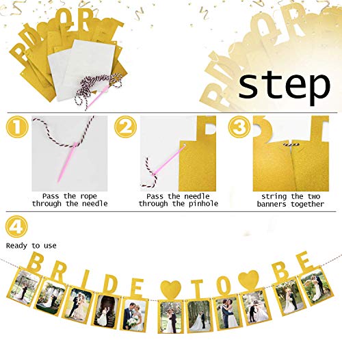 LINGPAR Bride to Be Photo Banner Gold Foiled for Wedding Sign Bridal Shower Banner Hen Night Decoration Gold - Image 5
