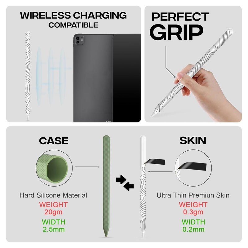 Capes ملصقات تغليف متوافقة مع قلم آيباد الجيل الثاني | تغليف فينيل 3M مقاوم للخدوش ودائم | ليس حافظة | متوافق مع الشحن اللاسلكي | إعصار - Image 3