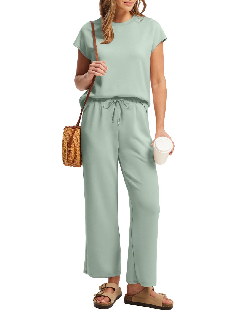 Sampeel 2 Piece Outfits for Women Beach Vacation Lounge Sets Summer Clothes Wrinkle Free Travel Outfits Matching Sets Women Clothing S - Image 3