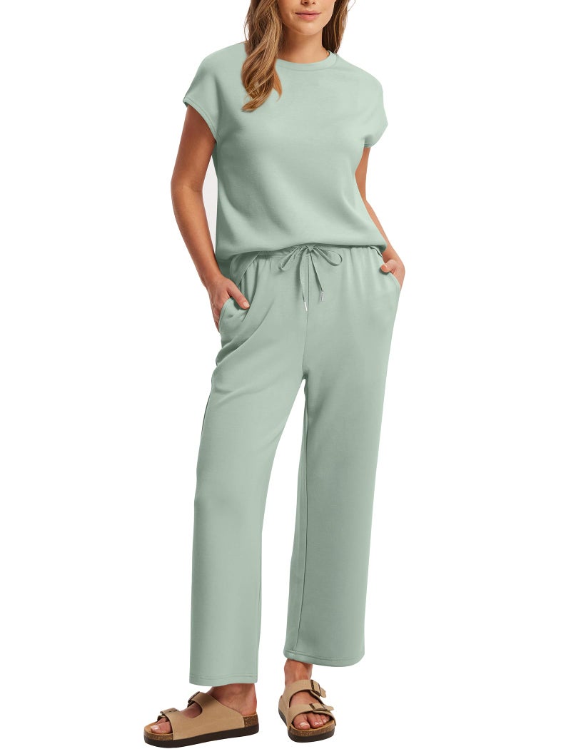 Sampeel 2 Piece Outfits for Women Beach Vacation Lounge Sets Summer Clothes Wrinkle Free Travel Outfits Matching Sets Women Clothing S - Image 2