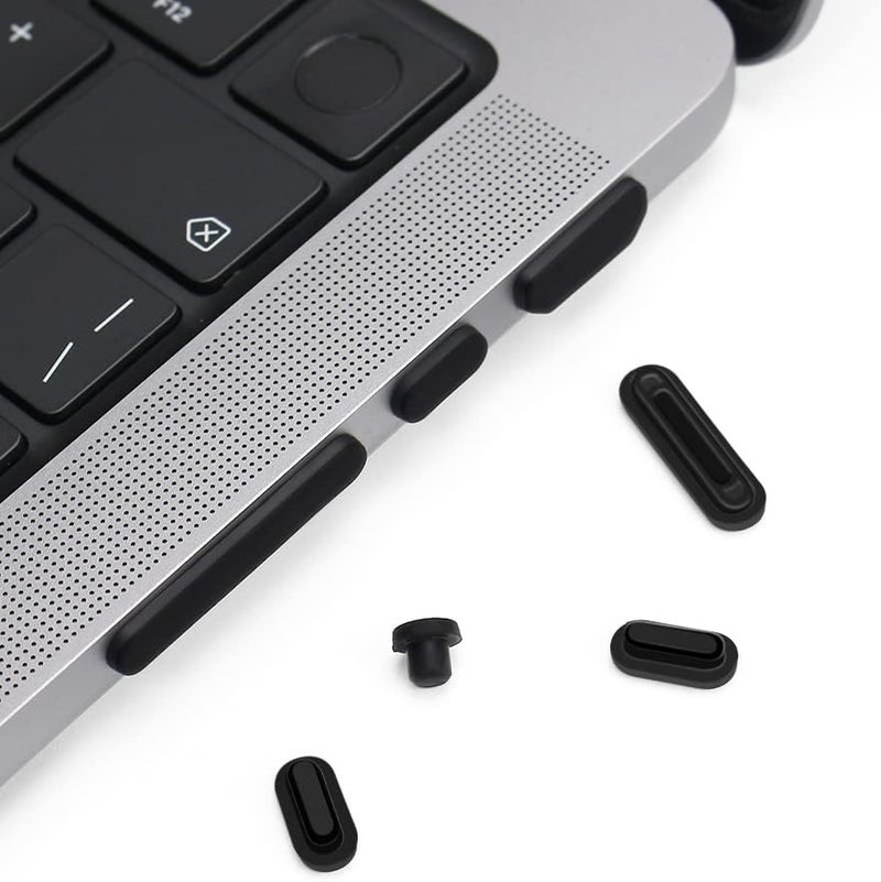 ProElife 7 Pcs Anti Dust Dirt Plug Cups Set for 2025-2021 MacBook Pro 14.2 inch 16.2 inch M5 M4 M3 M2 M1 Pro/Max (A3434/A3112/A3185/A3401/A3186) Accessory Silicone Anti Dirt Protective Cover (Black) - Image 1