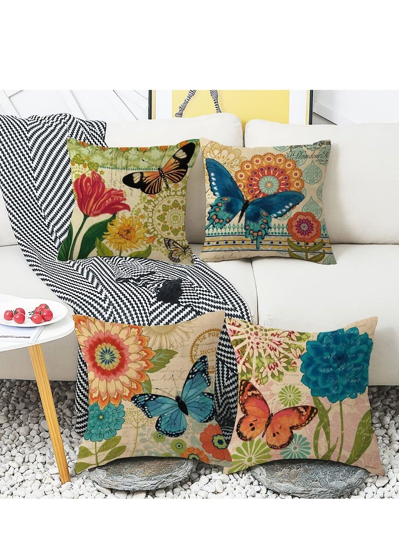 SYOSI Throw Pillow Covers, 18x18 inch, Farmhouse Throw Pillow Covers, Decorative Pillow Covers, Square Pillowcase for Bed Sofa Chair Car Bedroom Home Boho Farmhouse Decor Set of 4  - Image 2