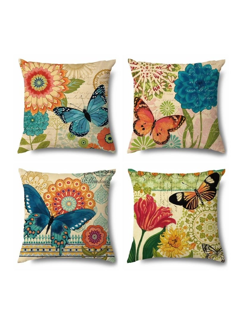 SYOSI Throw Pillow Covers, 18x18 inch, Farmhouse Throw Pillow Covers, Decorative Pillow Covers, Square Pillowcase for Bed Sofa Chair Car Bedroom Home Boho Farmhouse Decor Set of 4  - Image 1