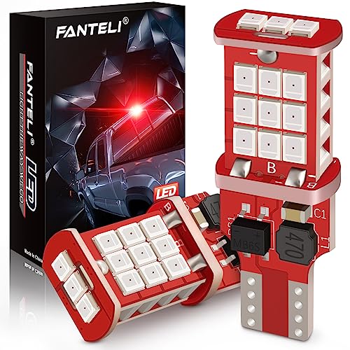 FANTELI 912 921 LED Bulb Red Third Brake Center High Mount Stop Light Canbus Error Free T15 906 904 W16W LED Bulb Red 3rd Brake Tail Lights For CarsTruck 300 Brighter NonPolarity Pack of 2 - Image 1