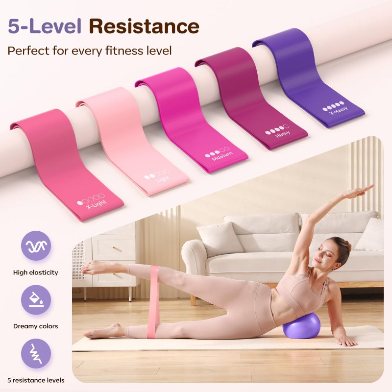 Vanlgs Pilates Kit 13Pcs Home Pilates Essentials Workout Kit with 13" Ring, 10" Ball and Resistance Bands for Women at Home Pilates Equipment Set for Beginnersï¼ˆPurpleï¼‰ - Image 4