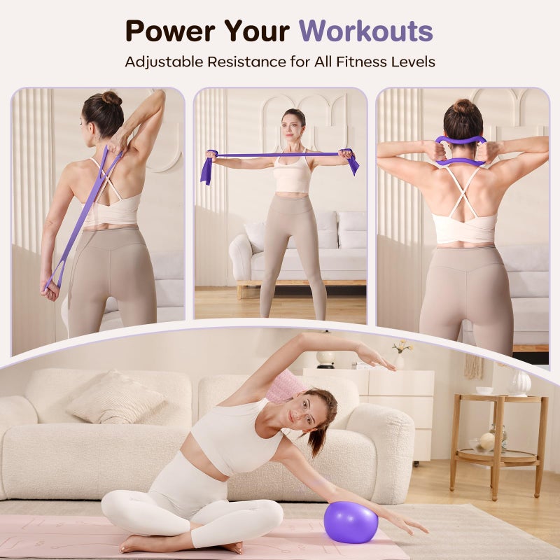 Vanlgs Pilates Kit 13Pcs Home Pilates Essentials Workout Kit with 13" Ring, 10" Ball and Resistance Bands for Women at Home Pilates Equipment Set for Beginnersï¼ˆPurpleï¼‰ - Image 5