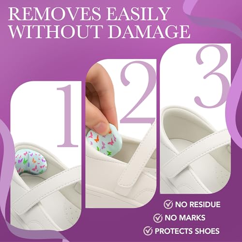 Ballotte Premium Heel Cushion Pad, Heel Grips for Kids, Back of Feet Pads for Shoes That are Too Big, Foot Inserts for Boys/Girls, Arch Support Grips for Better Mobility - (Butterflies (4 Pack)) - Image 5