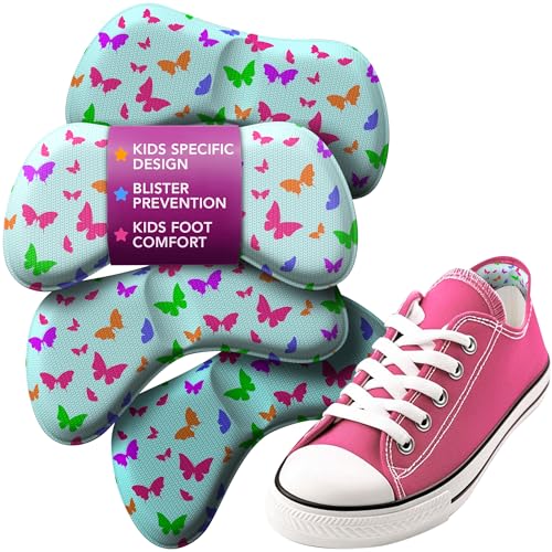 Ballotte Premium Heel Cushion Pad, Heel Grips for Kids, Back of Feet Pads for Shoes That are Too Big, Foot Inserts for Boys/Girls, Arch Support Grips for Better Mobility - (Butterflies (4 Pack)) - Image 1