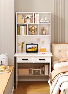 fashionhome Multifunction Solid Wood Desk and Bookshelf Integrated Table Multiple Tiers Bookcase Study Table Workstation with Drawers Storage Home Office Desk Computer Table Display Rack for Living Room 80x50x180 cm  - Image 2