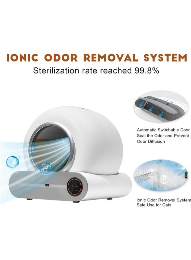 Denzoz Self Cleaning Cat Litter Box Upgraded Automatic Cat Litter Box 65L+ 9L Extra Large Capacity Automatic APP Control/Odor Removal/Safety Protection/Low Noise Litter Box - Image 2