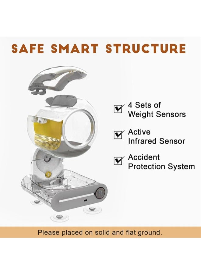 Denzoz Self Cleaning Cat Litter Box Upgraded Automatic Cat Litter Box 65L+ 9L Extra Large Capacity Automatic APP Control/Odor Removal/Safety Protection/Low Noise Litter Box - Image 4