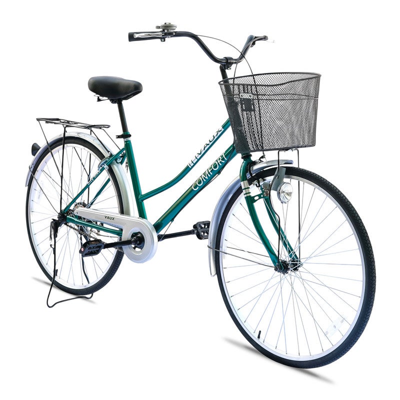 Vaux Comfort 26-Inch Women Bike | 26-Inch Wheel Size | Adjustable Seat | With Basket | Green Color - Image 2