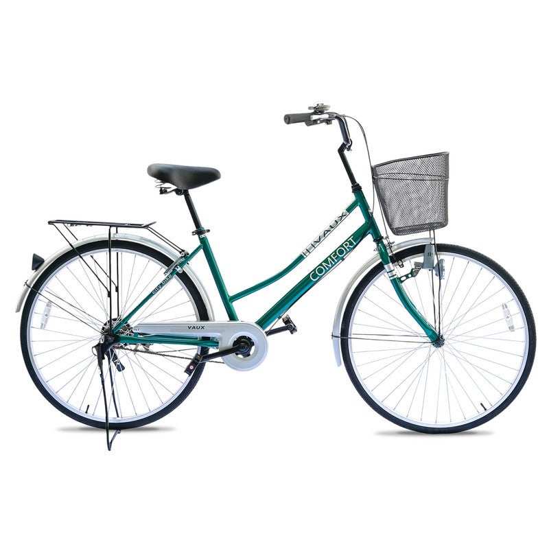Vaux Comfort 26-Inch Women Bike | 26-Inch Wheel Size | Adjustable Seat | With Basket | Green Color - Image 1
