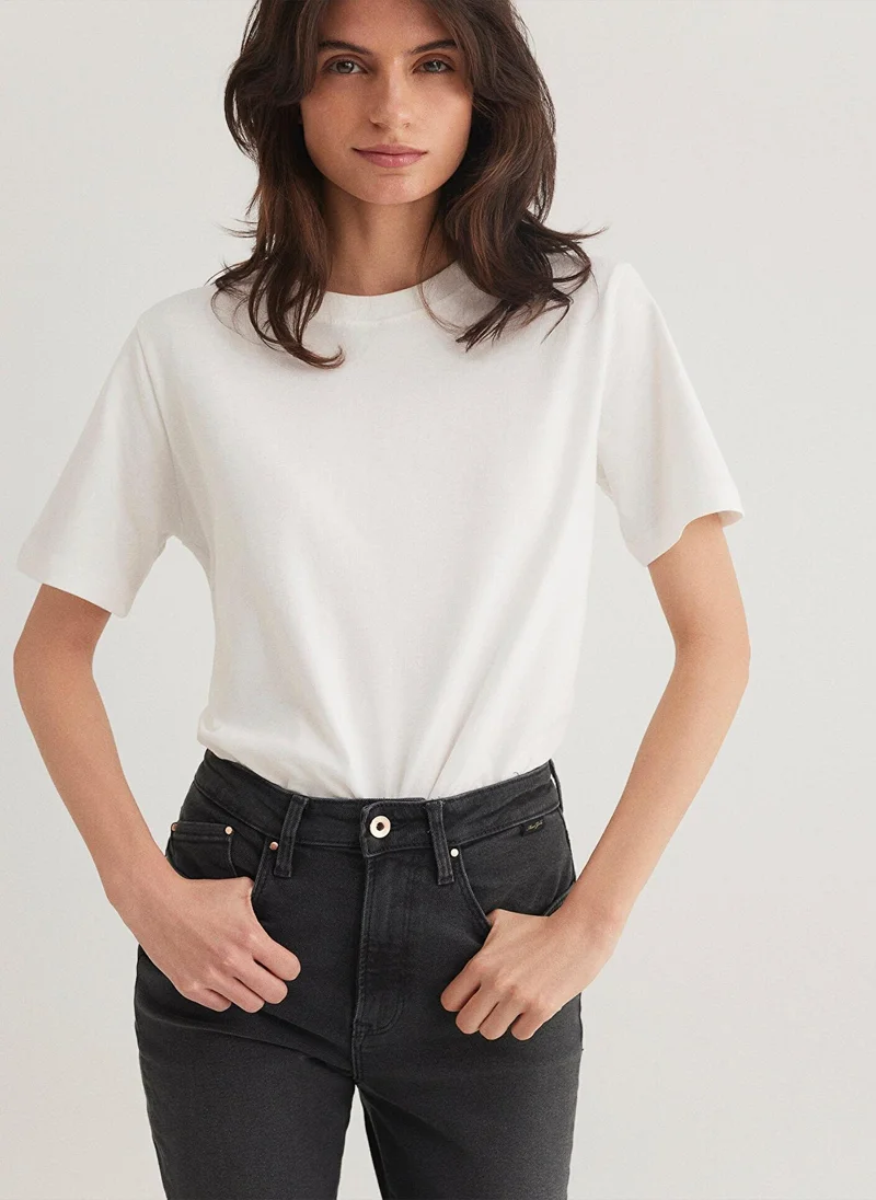 MAVI BASIC SHORT SLEEVE TEE Antique white