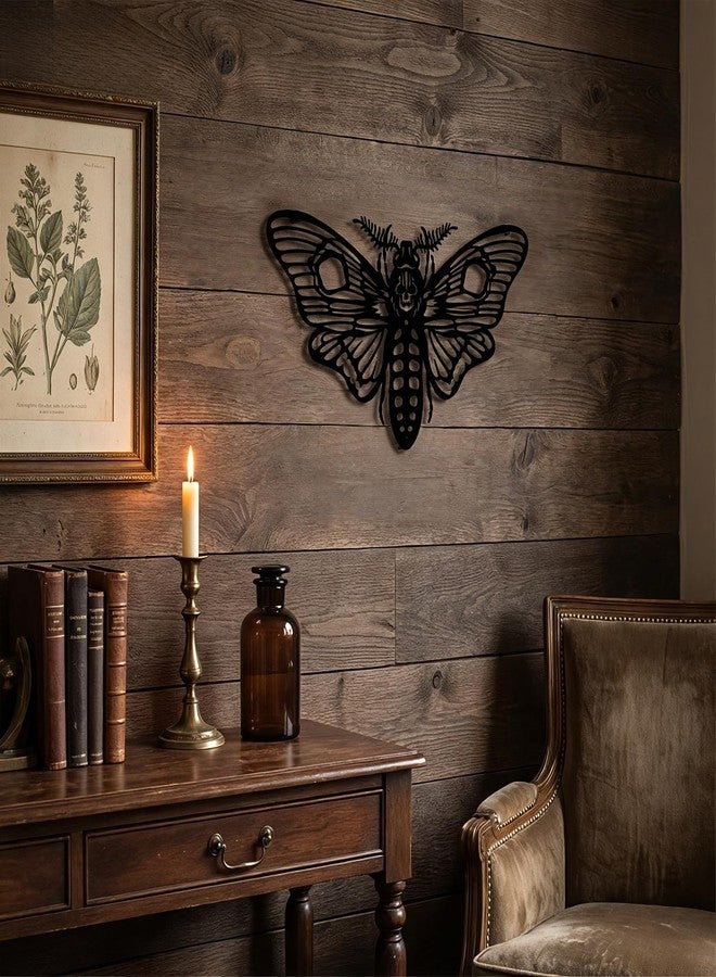 WOPARTY Gothic Metal Death Head Moth Wall Art, Black Silhouette Decor, 13.78 x 8 inch, Indoor Outdoor Hanging Decoration for Bedroom Living Room Office Garden - Image 3