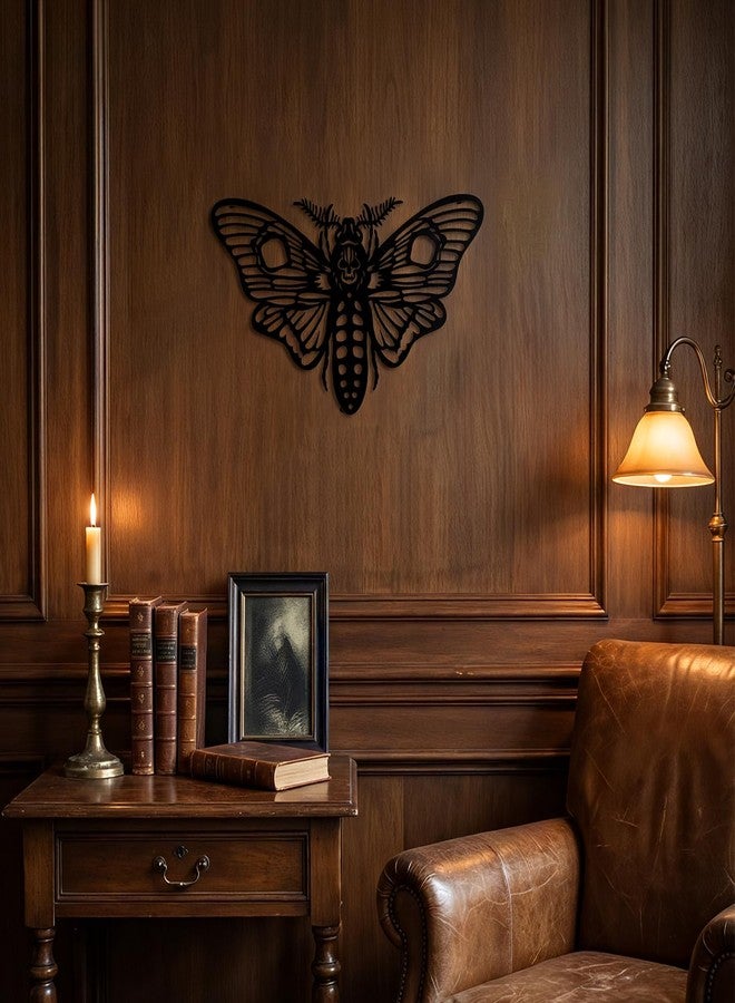 WOPARTY Gothic Metal Death Head Moth Wall Art, Black Silhouette Decor, 13.78 x 8 inch, Indoor Outdoor Hanging Decoration for Bedroom Living Room Office Garden - Image 4