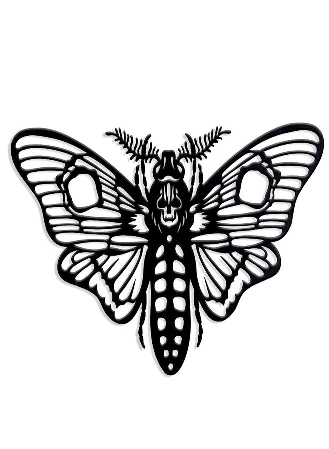 WOPARTY Gothic Metal Death Head Moth Wall Art, Black Silhouette Decor, 13.78 x 8 inch, Indoor Outdoor Hanging Decoration for Bedroom Living Room Office Garden - Image 1