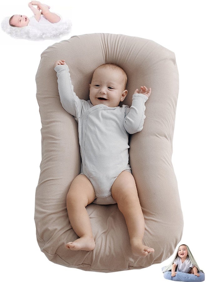 تابيت سرير أطفال محمول، سرير أطفال حديثي الولادة، عش نوم مريح للأطفال - غطاء مقاوم للغسل، رحم صناعي، سرير بيبي بيونيك لغرفة نوم الأطفال من عمر 0 ​​إلى 12 شهرًا (بني) - Image 1