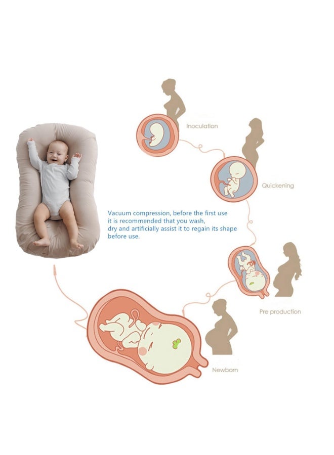 تابيت سرير أطفال محمول، سرير أطفال حديثي الولادة، عش نوم مريح للأطفال - غطاء مقاوم للغسل، رحم صناعي، سرير بيبي بيونيك لغرفة نوم الأطفال من عمر 0 ​​إلى 12 شهرًا (بني) - Image 2