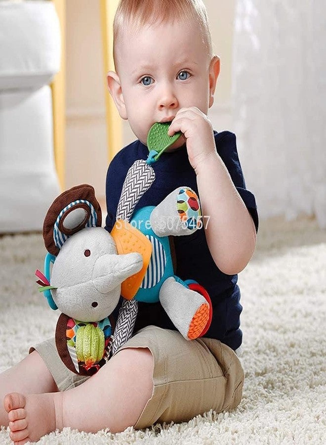 FabeKee My First Baby Toy,Soft Hanging Crinkle Squeaky Dangling Toy Car Seat Stroller Toys with Plush Animal C-Clip Ring for Infant Babies Boys and Girls (Self) - Image 3