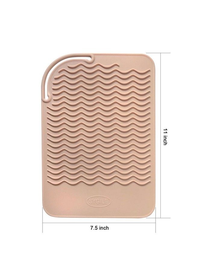 Sygile حصيرة سفر سيليكون مقاومة للحرارة بحجم أكبر 11" × 7.5" وسادة مضادة للحرارة لمكواة الشعر ومكواة التجعيد والمكواة المسطحة وأدوات تصفيف الشعر الساخنة الأخرى باللون الوردي الخفيف - Image 5