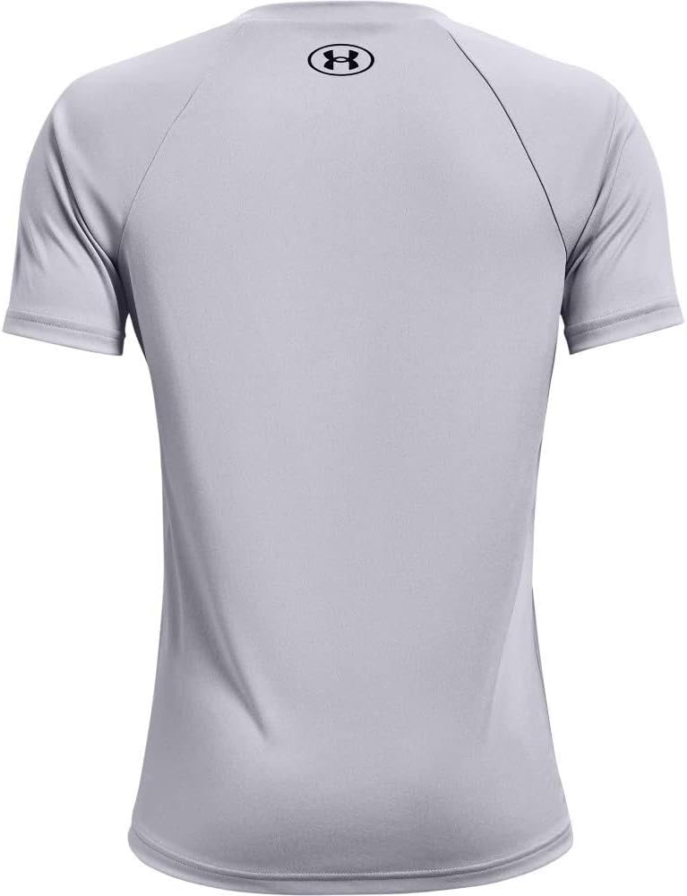 UNDER ARMOUR تي شيرت قصير الأكمام بشعار كبير من أندر أرمور للأولاد - رمادي فاتح/أسود، XL - Image 5