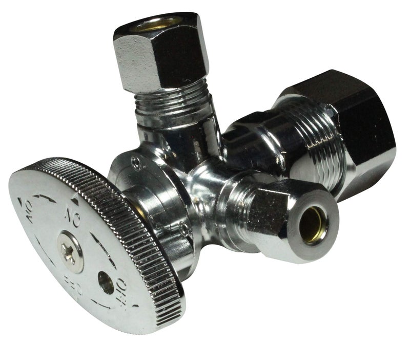 Miiflex Dual Compression Outlet Angle Stop Valve, Plumbing Fitting, Quarter Turn, Single Handle Multi-Select Positions, Water Valve Shut Off 1/2 inch x (3/8 inch x 1/4 inch) - Image 2