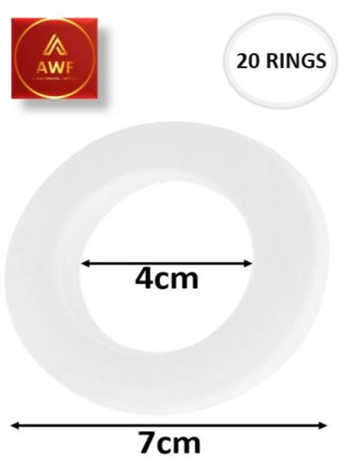 AL WADI FURNITURE AWF Al Wadi Furniture Pack of 20 White Curtain Grommets Round Plastic Curtain Eyelet Rings with nano-scale silencer ring, DIY Rings for Window Curtain, Shower Curtain, Locker Room Door Curtain  - Image 2