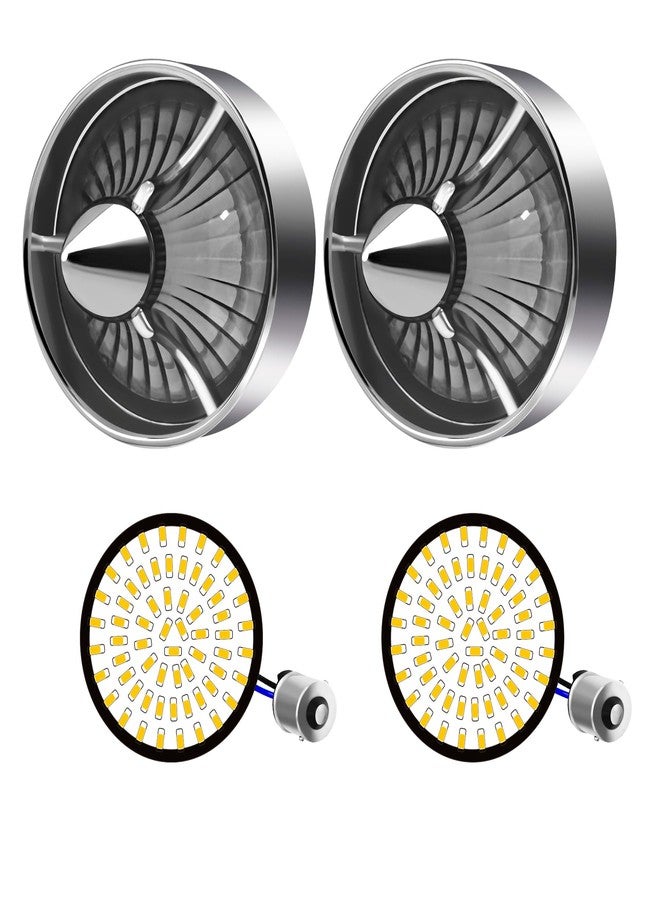 FATECIM Motorcycle 2" 1156 LED Rear Front Turn Signal Amber Light Bulb Blinker Indicator with Turbine Replacement Smoke Lens for Harley Softail Touring Dyna Fat Boy Sportster Road King Street Glide - Image 1