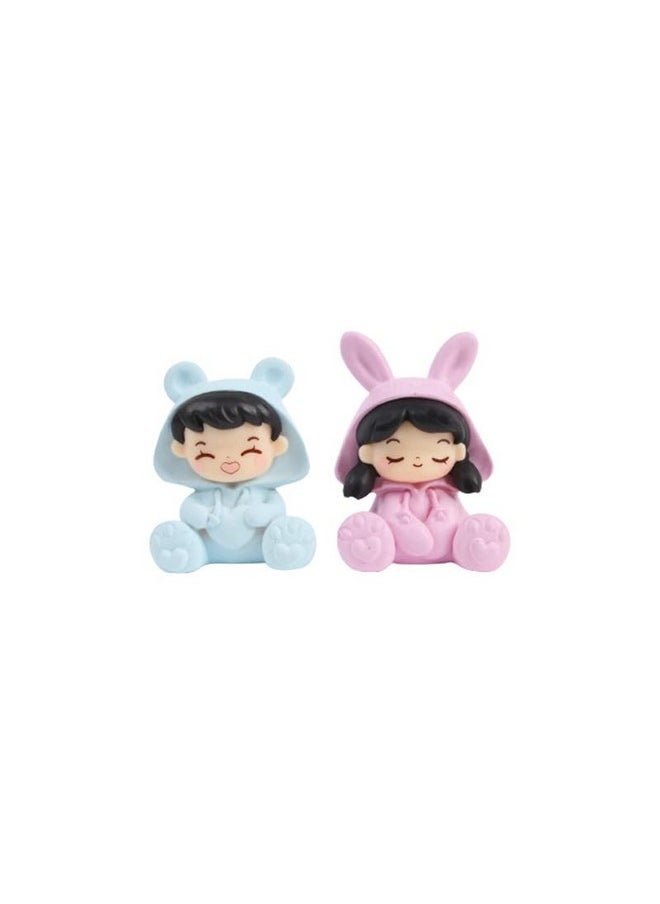 Wonderland - Wonderland Pajama Couple |Miniature Toys | Tiny Toys |Mini Collectibles |Small Figures | Miniature Dollhouse| Miniature Fairy Garden Accessories| Unique Gifts | Height 1.8 Inches - Image 1