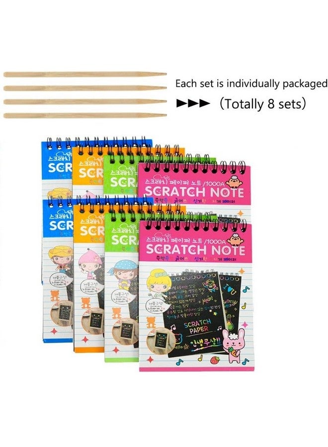 PLUSPOINT Scratch Note Books, 10 Pages Rainbow Scratch Art Book Magic Doodle Scratch Painting Sketch Art Drawing Notepads with Wooden Stylus for Kids Arts and Crafts Perfect Travel Activity (8) - Image 5