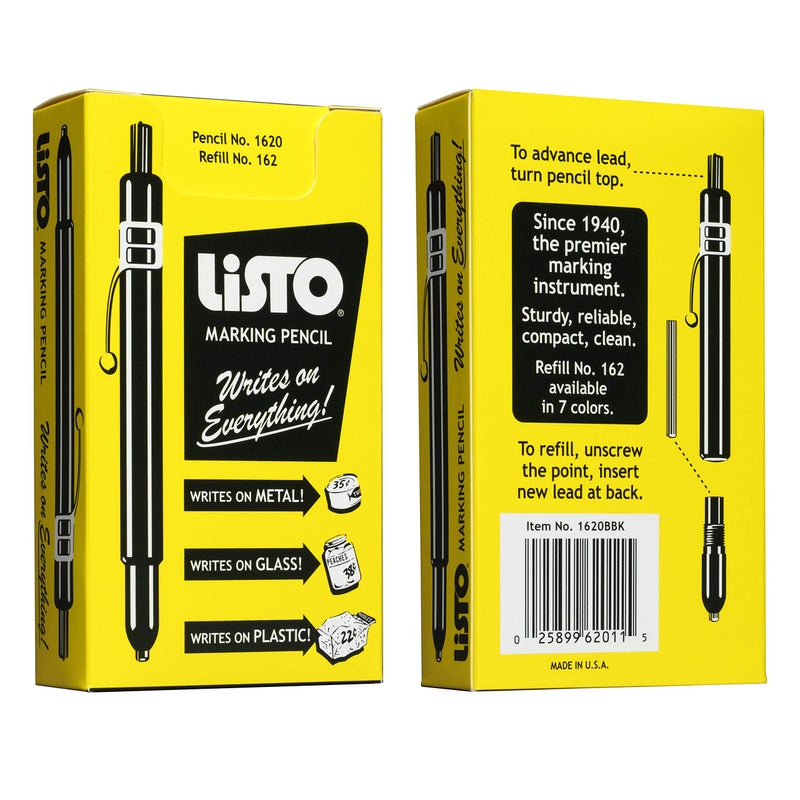 Listo 1620 - Box of 12 - BLACK COLOR - China Markers/Grease Pencils/China Marking/Pencils/Wax Pencils - Made in USA - Image 2