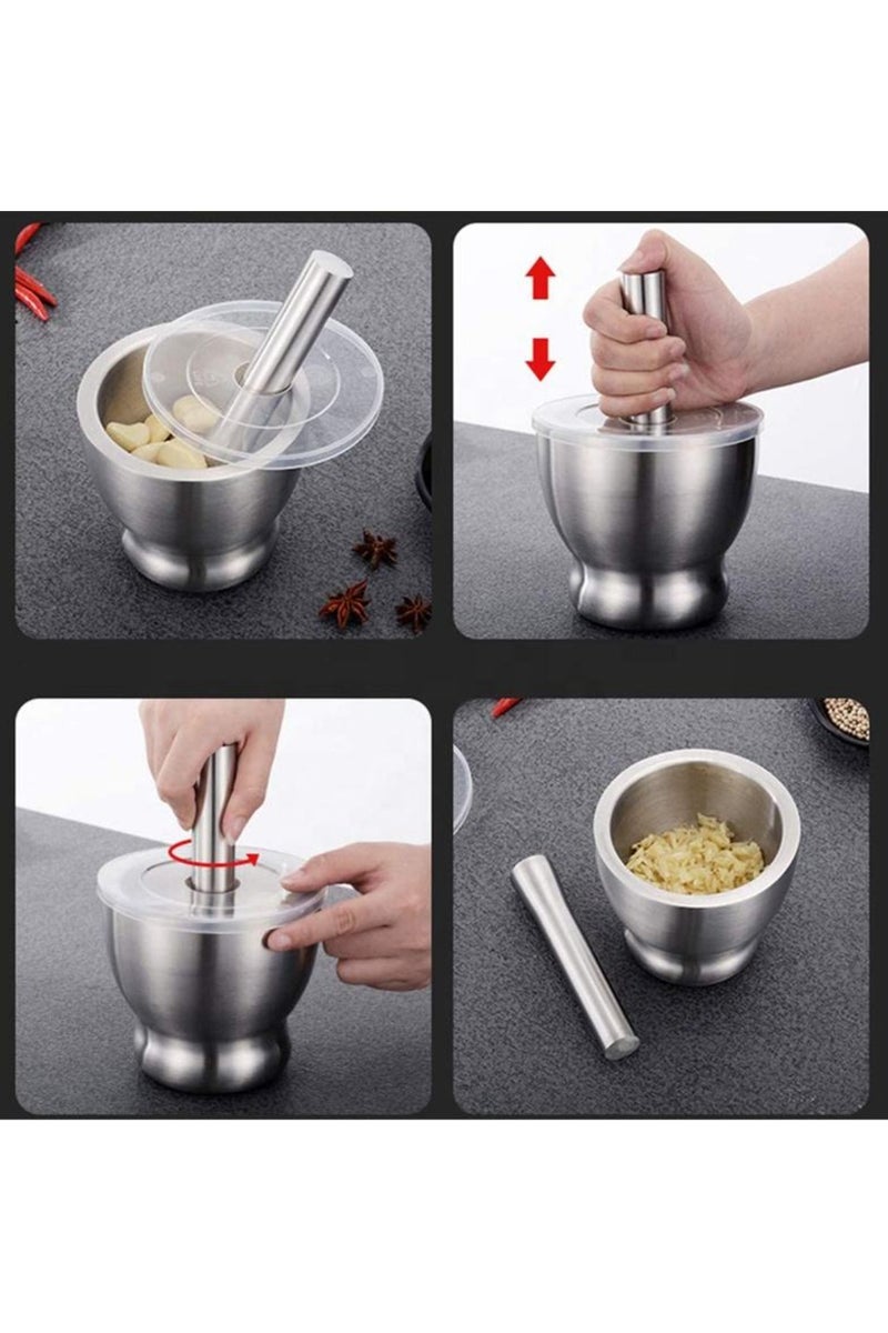 Tradeo Stainless Steel Spice Grinder Pill Crusher with Lid for Crushing Grinding Ergonomic Design with Comfy Grip,Grind all kind of herbs and spicec - Image 4