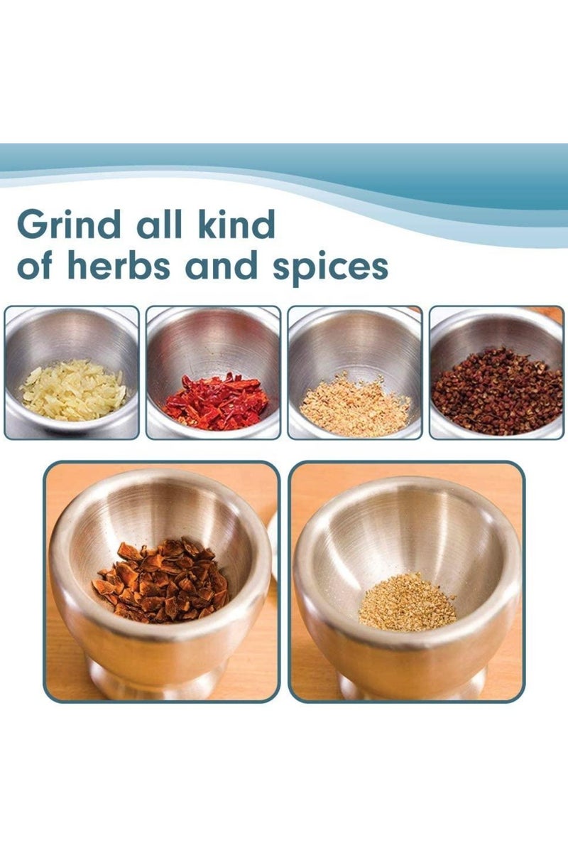 Tradeo Stainless Steel Spice Grinder Pill Crusher with Lid for Crushing Grinding Ergonomic Design with Comfy Grip,Grind all kind of herbs and spicec - Image 5
