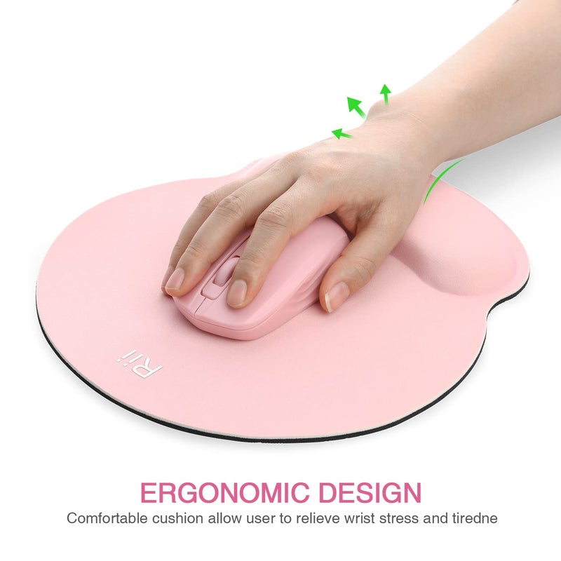 Rii Ergonomic Office Mouse Pad with Wrist Support Gel Mouse Pad with Wrist Rest,Gaming Desktop Mouse Pad for Laptop,with Non-Slip Rubber Base, 9 x 10 in (Pink) - Image 2