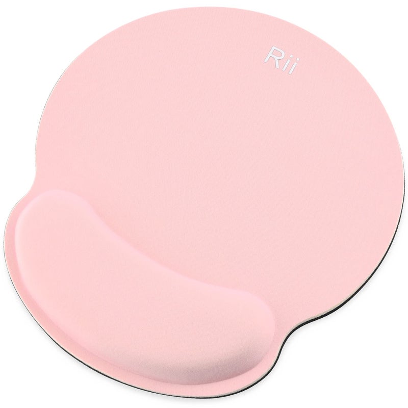 Rii Ergonomic Office Mouse Pad with Wrist Support Gel Mouse Pad with Wrist Rest,Gaming Desktop Mouse Pad for Laptop,with Non-Slip Rubber Base, 9 x 10 in (Pink) - Image 1