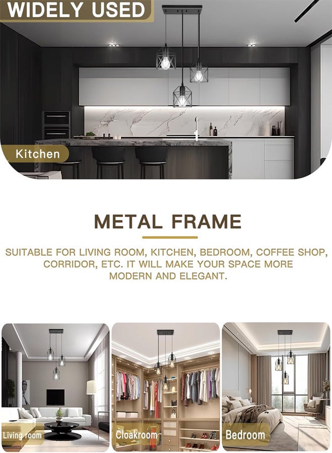 RATSAW Hanging Pendant Lights Vintage 3 Lights Ceiling Lamp for Kitchen Dining Room Bulbs Include - Image 4