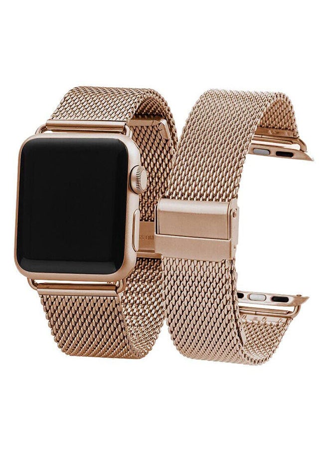 O Ozone - Milanese Bands For Apple Watch Series 10 | Ultra 2 | 8 Ultra | 9 | 8 | 7 | 6, 49/46/45/44/42mm , Stainless Steel Loop Replacement Wristband- Rose Gold - Image 1