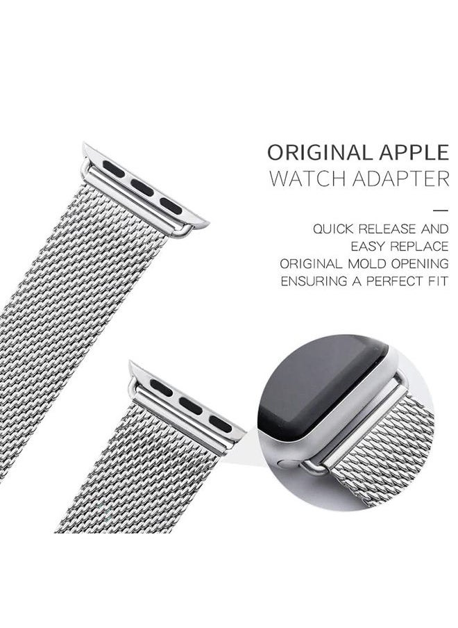 O Ozone - Milanese Bands For Apple Watch Series 10 | Ultra 2 | 8 Ultra | 9 | 8 | 7 | 6, 49/46/45/44/42mm , Stainless Steel Loop Replacement Wristband- Rose Gold - Image 1