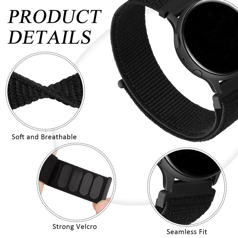 Meliya Nylon Band Compatible with Garmin Vivoactive 5/3/Venu 2/Venusq/Venue Watch Bands - Women Men, Adjustable Sport Replacement Strap for Garmin Smartwatches (Black) - Image 3