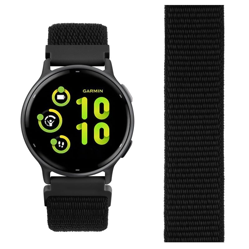 Meliya Nylon Band Compatible with Garmin Vivoactive 5/3/Venu 2/Venusq/Venue Watch Bands - Women Men, Adjustable Sport Replacement Strap for Garmin Smartwatches (Black) - Image 2