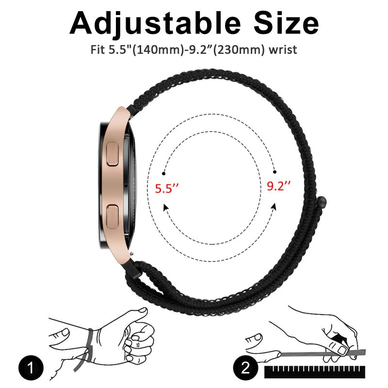 Meliya Nylon Band Compatible with Garmin Vivoactive 5/3/Venu 2/Venusq/Venue Watch Bands - Women Men, Adjustable Sport Replacement Strap for Garmin Smartwatches (Black) - Image 4