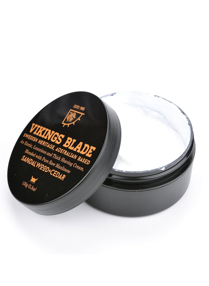 VIKINGS BLADE Luxury Shaving Cream, Sandalwood & Western Red Cedar, Silky Buttery Smooth, Surfactant Base. Refreshing, Clean, Close, FOAMING Shave Cream