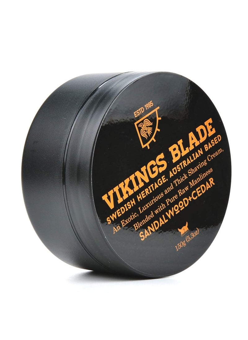 VIKINGS BLADE Luxury Shaving Cream, Sandalwood & Western Red Cedar, Silky Buttery Smooth, Surfactant Base. Refreshing, Clean, Close, FOAMING Shave Cream