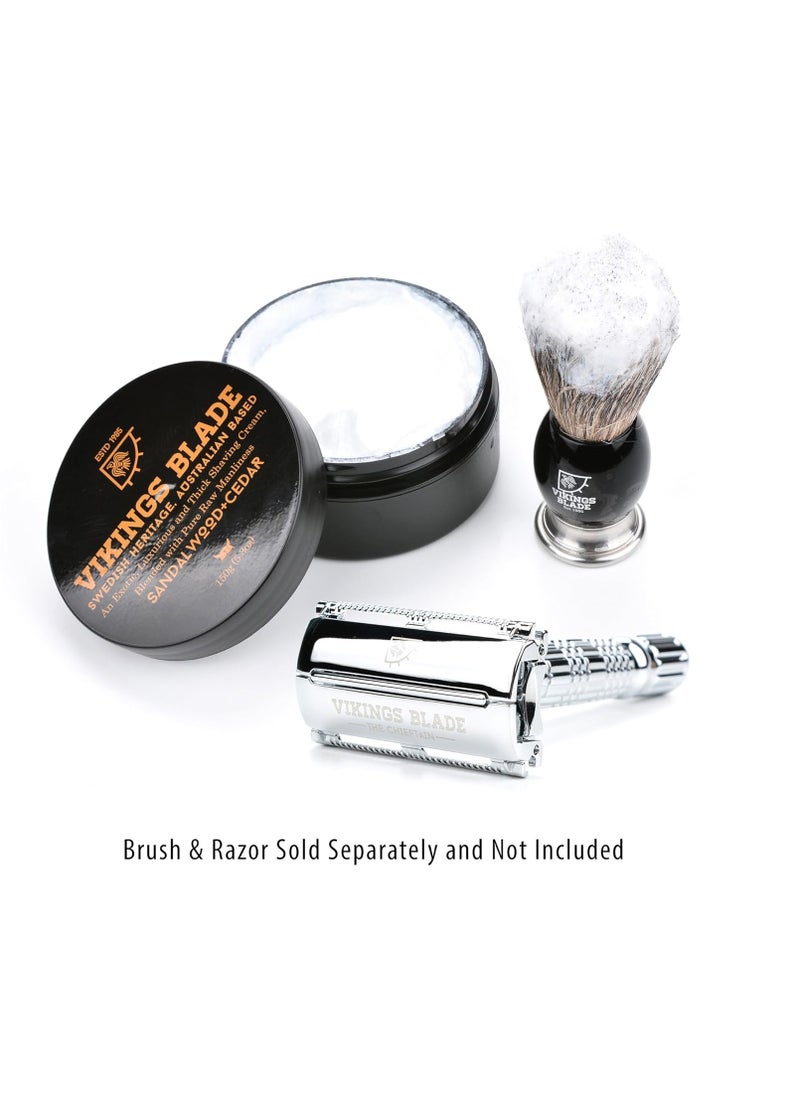 VIKINGS BLADE Luxury Shaving Cream, Sandalwood & Western Red Cedar, Silky Buttery Smooth, Surfactant Base. Refreshing, Clean, Close, FOAMING Shave Cream