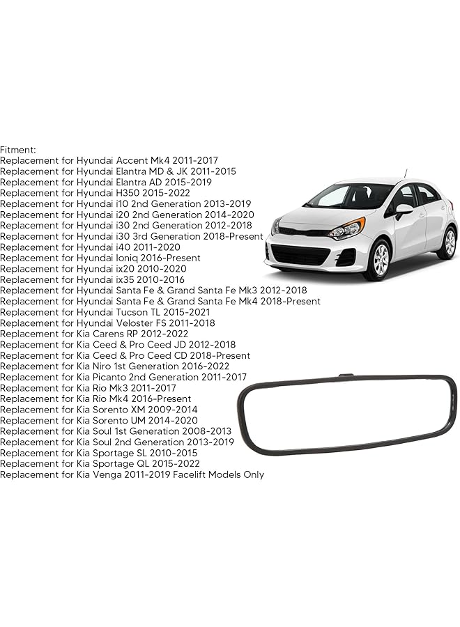 إيروريكس مرآة الرؤية الخلفية 85101 3X100 مرآة الرؤية الخلفية الداخلية سهلة التركيب مرآة الرؤية الخلفية الداخلية البديلة لسيارة Hyundai Accent Elantra I10 I20 I30 I40 Carens Rp - Image 2