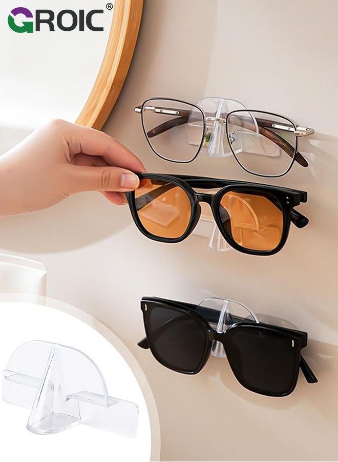 GROIC 6PCS Glasses Organizer, Clear Sunglass Display Sunglasses Rack, Glasses Holder Stand with Self Adhesive for Home Office and Store, Wall Mounted Glasses Holder for Hanging Your Multiple Eyeglasses - Image 3