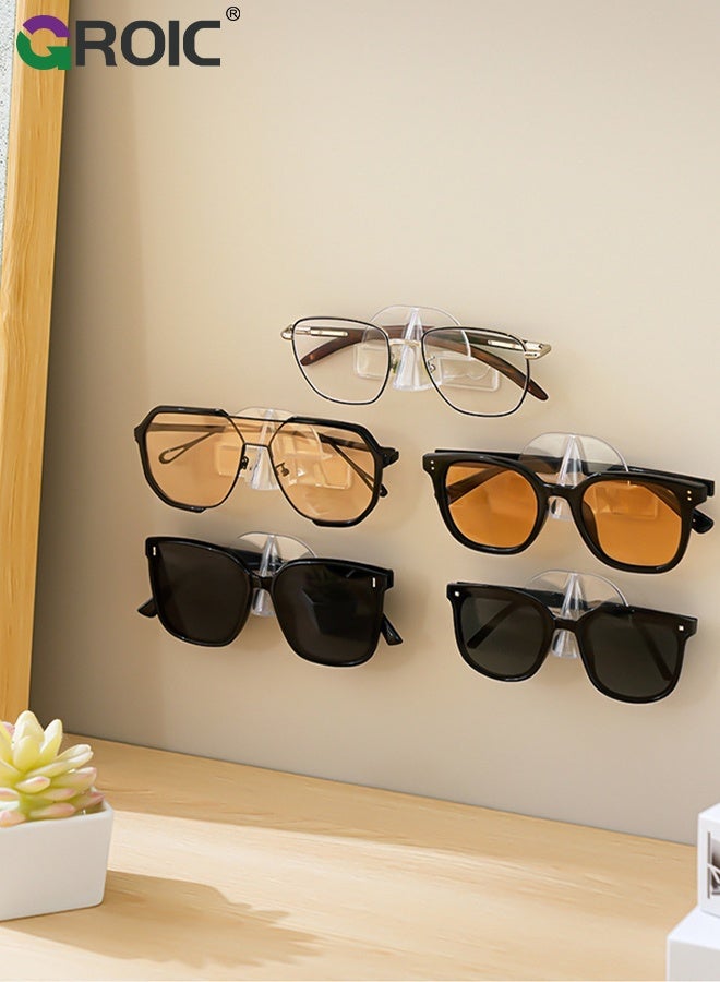 GROIC 6PCS Glasses Organizer, Clear Sunglass Display Sunglasses Rack, Glasses Holder Stand with Self Adhesive for Home Office and Store, Wall Mounted Glasses Holder for Hanging Your Multiple Eyeglasses - Image 4