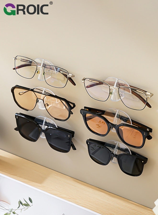GROIC 6PCS Glasses Organizer, Clear Sunglass Display Sunglasses Rack, Glasses Holder Stand with Self Adhesive for Home Office and Store, Wall Mounted Glasses Holder for Hanging Your Multiple Eyeglasses - Image 5